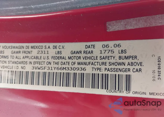 3VWSF31Y66M330936: 43546024