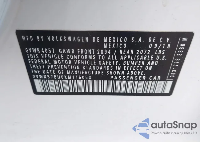 3VWN57BU6KM115053: 43546040