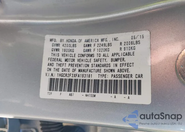 1HGCR2F3XFA193181: 43546152