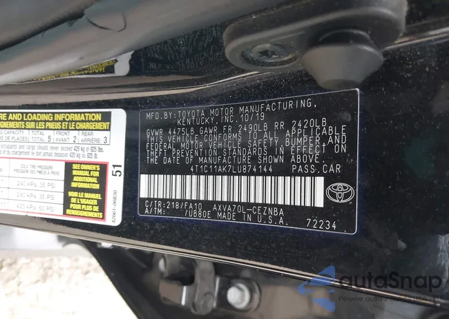 4T1C11AK7LU874144: 43546154