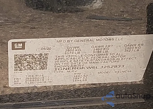 1GNERGKW6LJ252833: 43546158