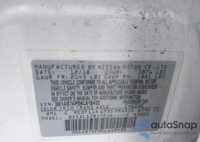 3N1AB7AP0KL618432: 43546214