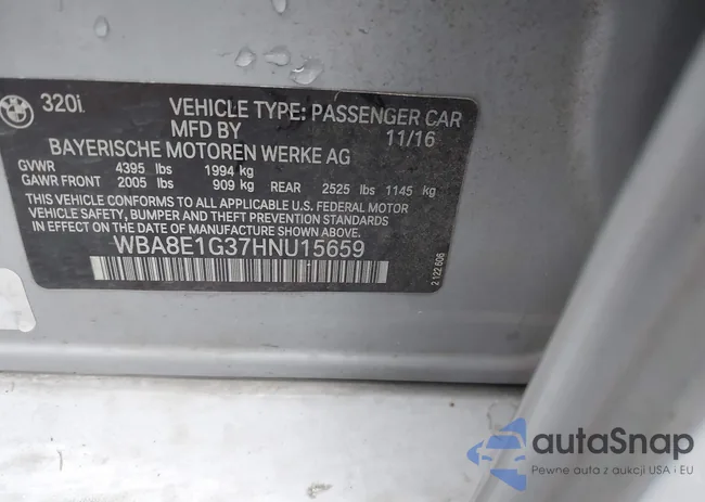 WBA8E1G37HNU15659: 43546268