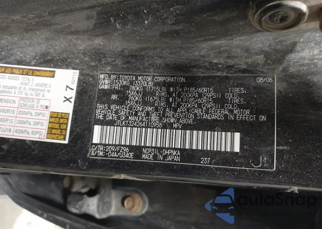 JTLKT324264110958: 43546286