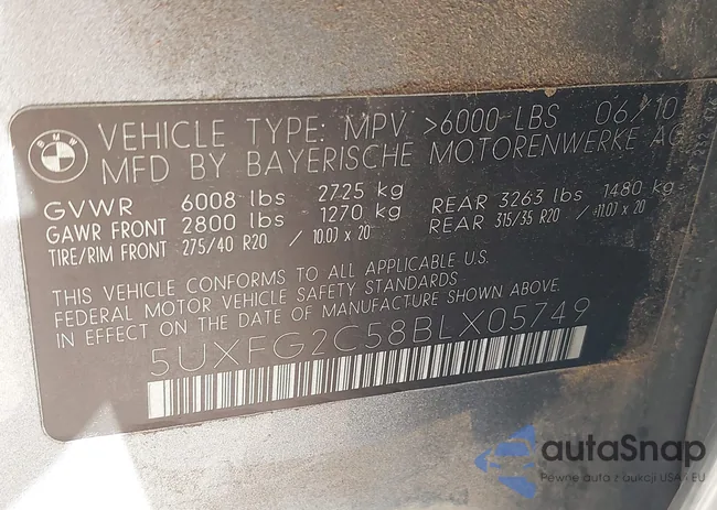 5UXFG2C58BLX05749: 43547415