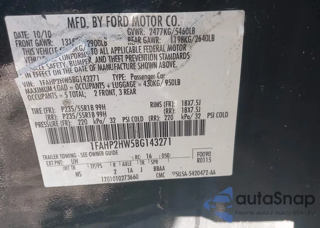 1FAHP2HW5BG143271: 43547427