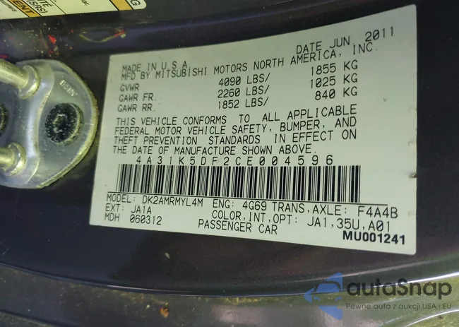 4A31K5DF2CE004596: 43547668