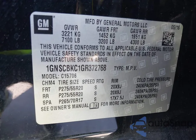 1GNSCBKC1GR372768: 43547699