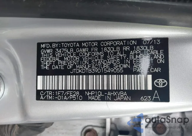 JTDKDTB39D1549055: 43547890