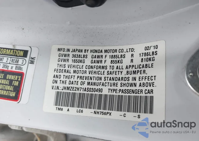 JHMZE2H71AS030490: 43547910