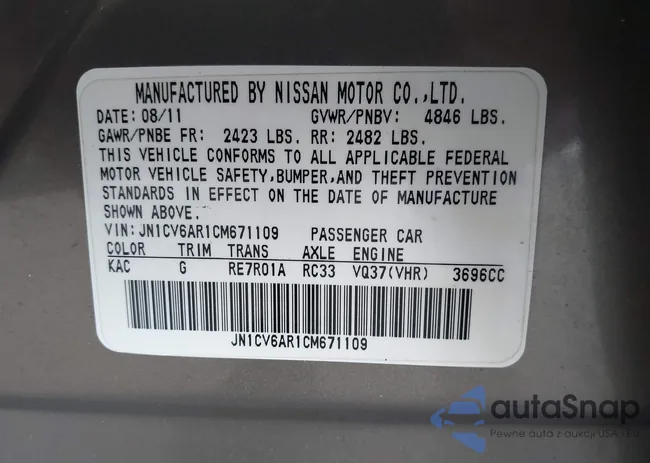 JN1CV6AR1CM671109: 43547072