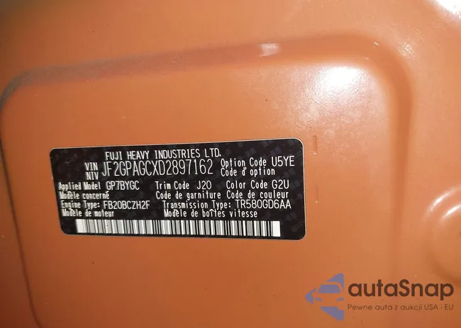 JF2GPAGCXD2897162: 43547254