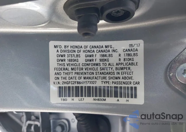 2HGFC2F88HH573327: 43547293