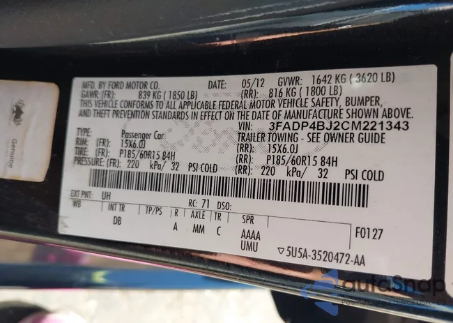 3FADP4BJ2CM221343: 43548548