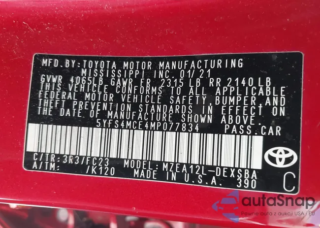 5YFT4MCE9MP077834: 43548577