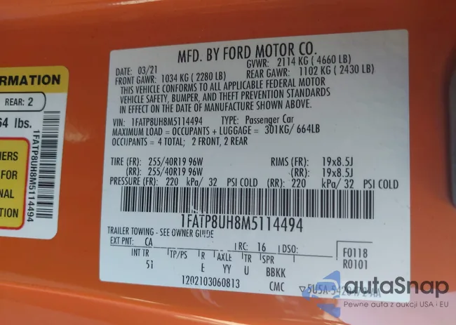 1FATP8UH8M5114494: 43548635