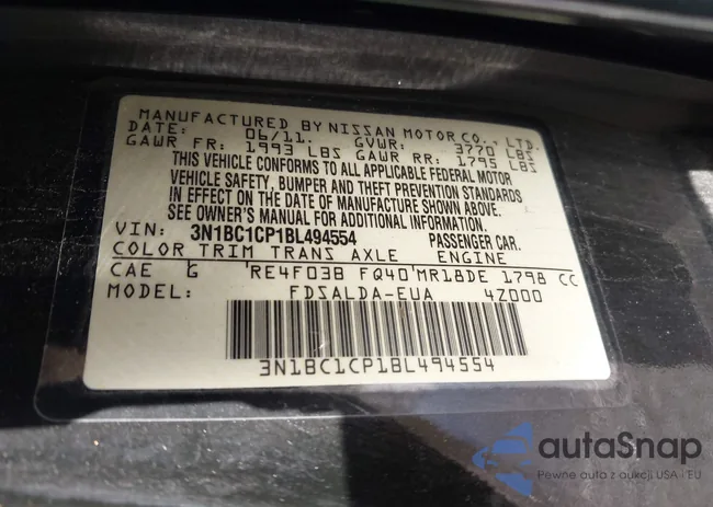 3N1BC1CP1BL494554: 43548741