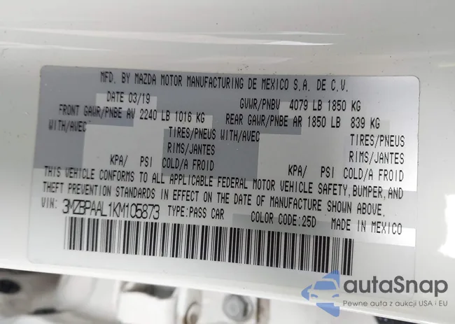 3MZBPAAL1KM105873: 43548882