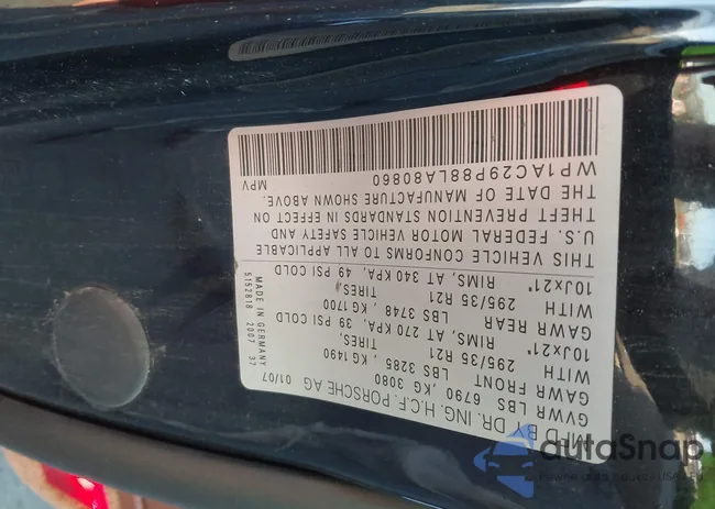 WP1AC29P88LA80860: 43547993