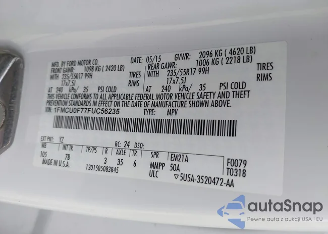 1FMCU0F77FUC56235: 43548204