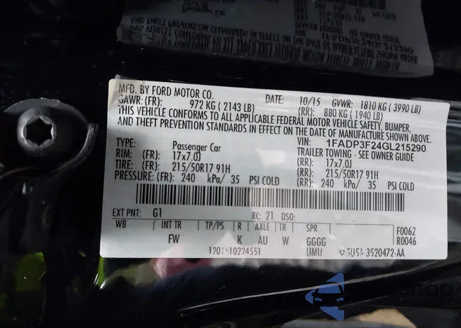 1FADP3F24GL215290: 43549702