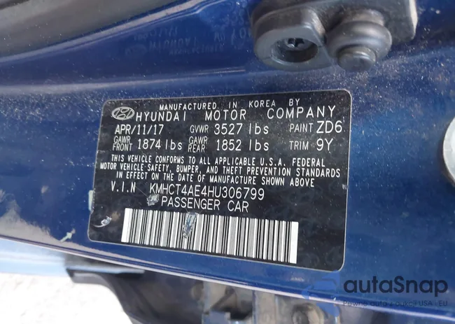 KMHCT4AE4HU306799: 43549953