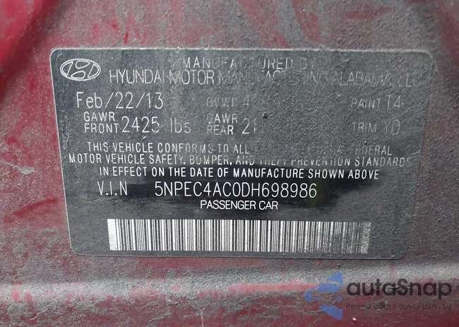 5NPEC4AC0DH698986: 43549111