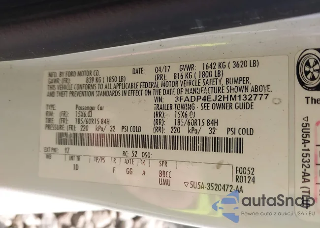 3FADP4EJ2HM132777: 43549143