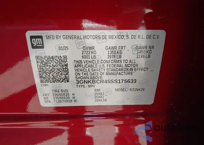 3GNKBCR45SS175633: 43550438