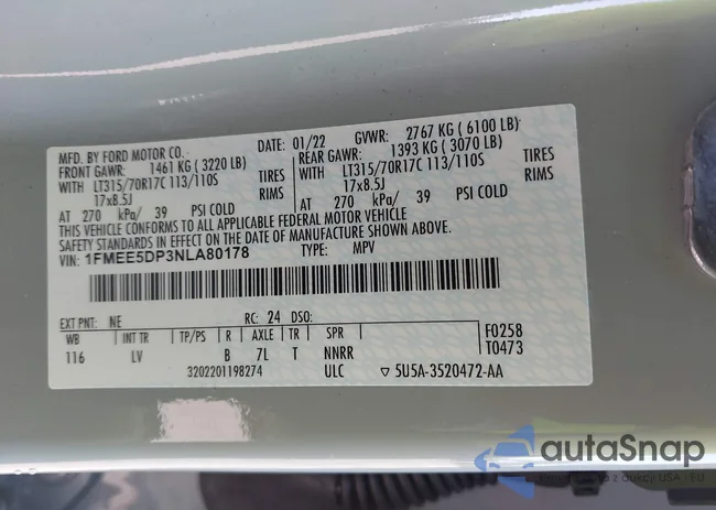 1FMEE5DP3NLA80178: 43550558