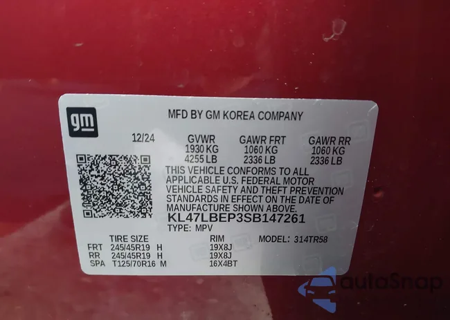 KL47LBEP3SB147261: 43550658