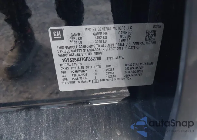 1GYS3BKJ7GR332700: 43550708