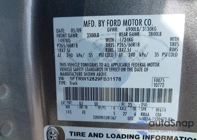 1FTRW12829FB31178: 43550923