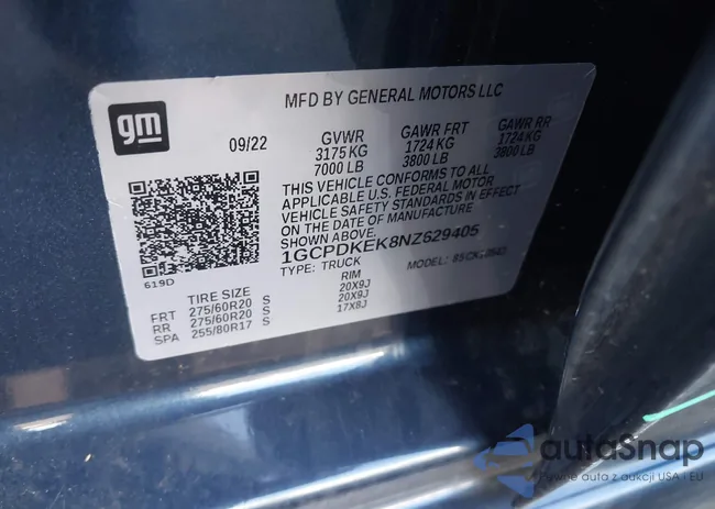 1GCPDKEK8NZ629405: 43550173