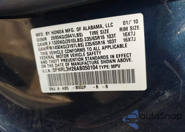 5FNRL3H26AB050104: 43550194