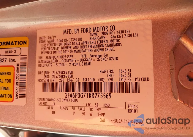 3FA6P0G71KR275569: 43550201