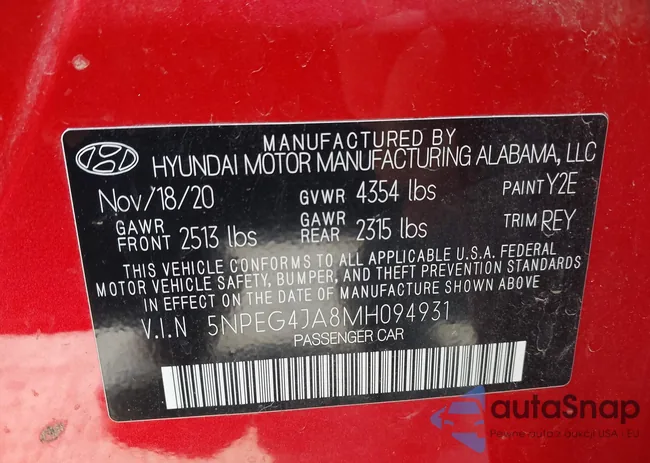 5NPEG4JA8MH094931: 43550205