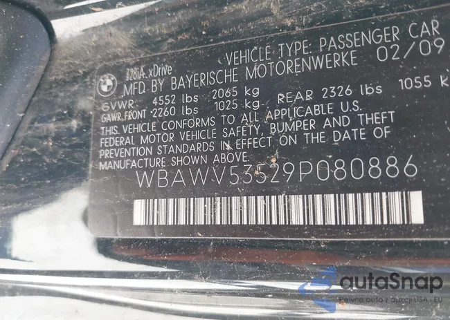 WBAWV53529P080886: 43550334