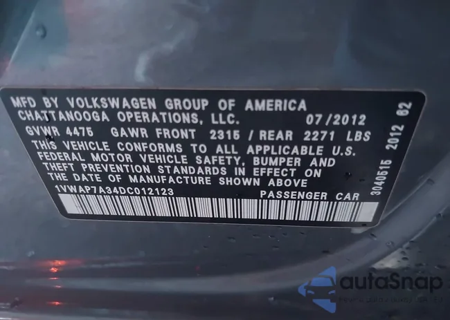 1VWAP7A34DC012123: 43551365