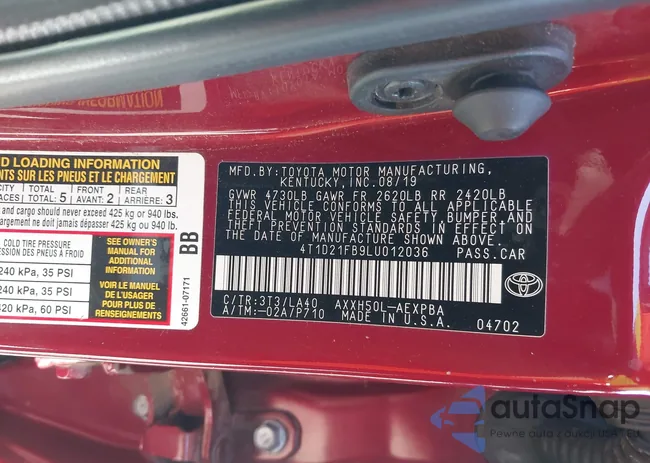 4T1D21FB9LU012036: 43551541