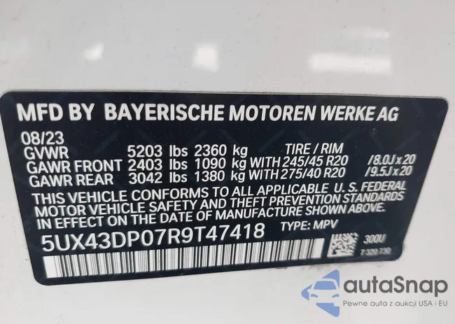 5UX43DP07R9T47418: 43551844