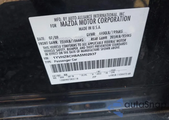 1YVHZ8CH8A5M02937: 43552400