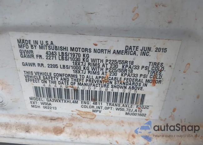 4A4AP4AU6FE041925: 43552408