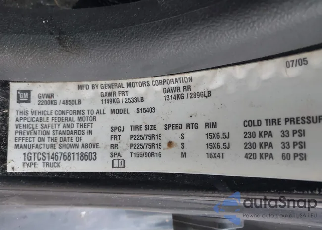 1GTCS146768118603: 43552435