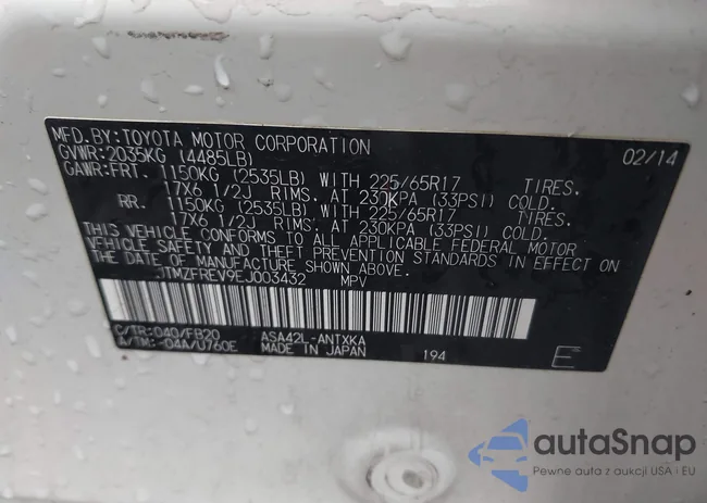 JTMZFREV9EJ003432: 43552500