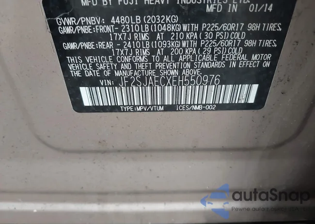 JF2SJAECXEH550976: 43552538