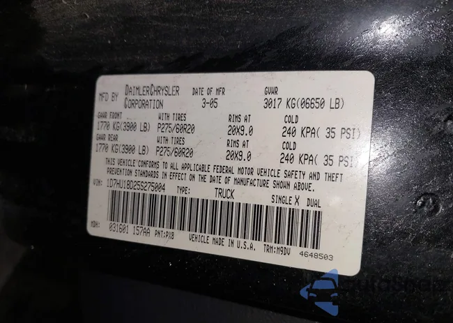 1D7HU18D25S275004: 43552654