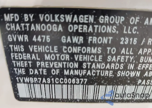 1VWBP7A31CC006377: 43552749