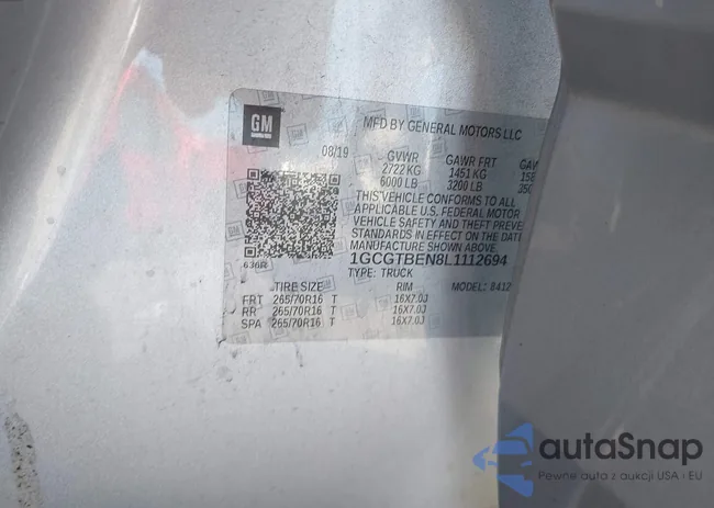 1GCGTBEN8L1112694: 43552769