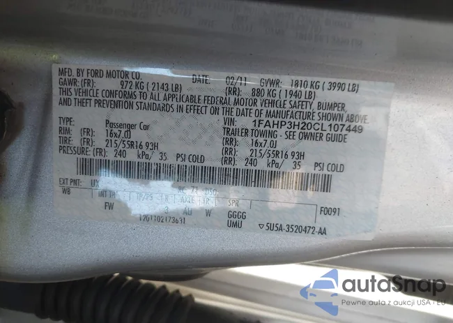 1FAHP3H20CL107449: 43552846